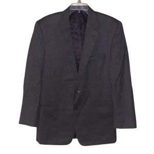Petrocelli Mens Herringbone Sport Coat Size 42L Charcoal Gray Wool Jacket
